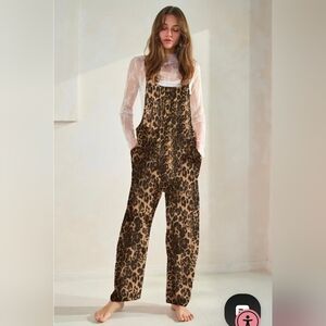 NEW!!! Oddy Leopard Print Wide-Leg Jumpsuit - Brown/Black, NWT